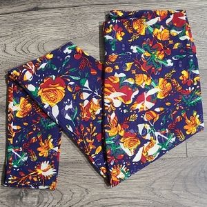 Navy/Gold Floral LuLaRoe T/C Leggings